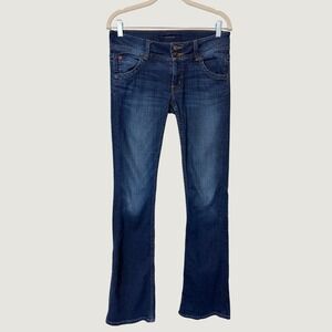 Y2K Hudson Signature Bootcut Jeans Dark Wash Blue Flap Pocket Size 27 NW170DAP